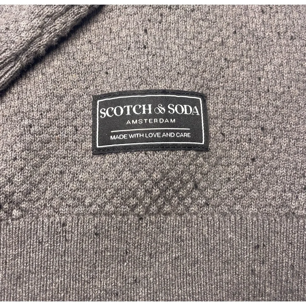 NEW Men's SCOTCH & SODA Gray Textured Stitch Crew neck Sweater Size SMALL